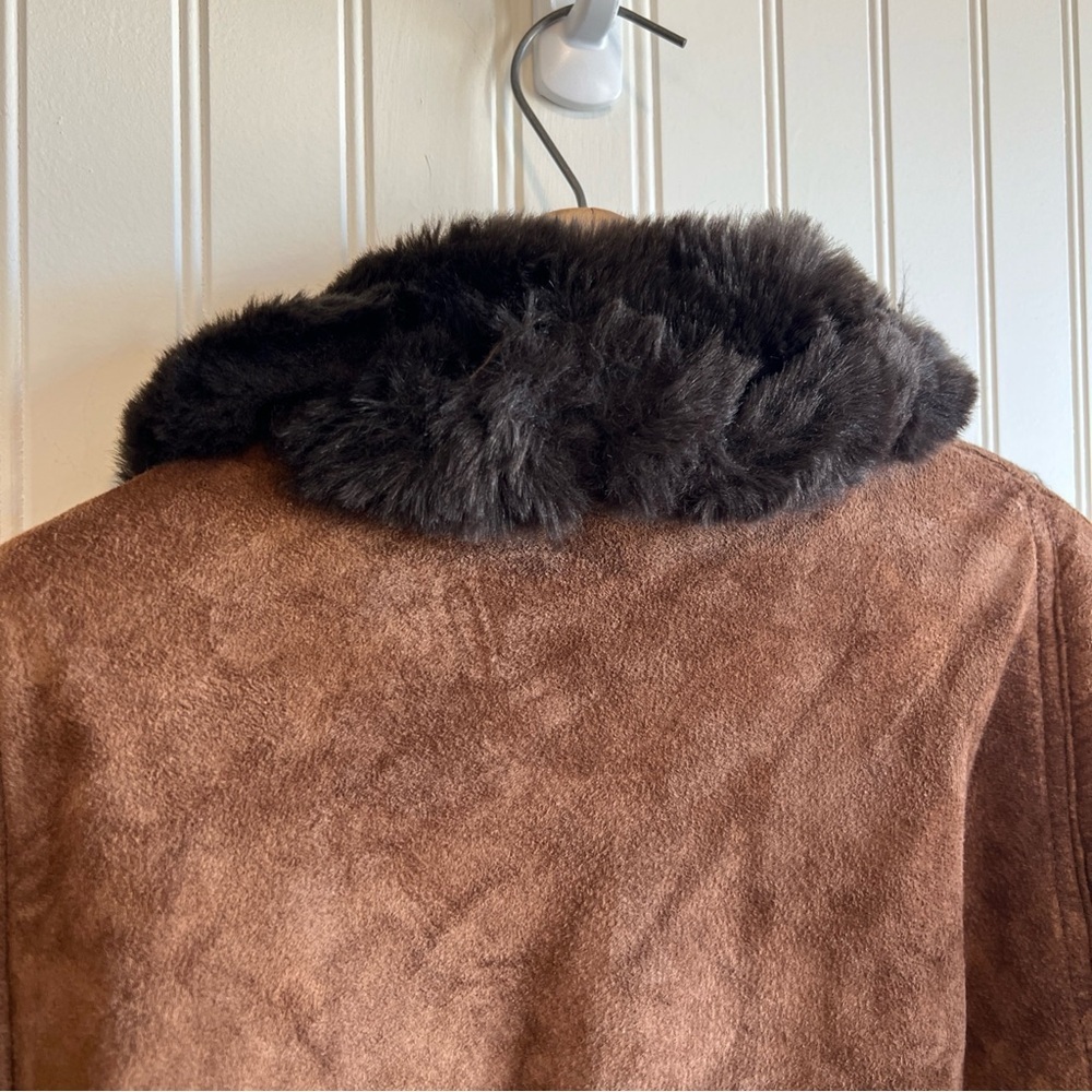 Mob wife phase 2 leather suede jacket size medium faux fur lining brown - Picture 7 of 11